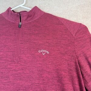 Callaway Mens XXL 1/4 Zip Golf Pullover Heather Burgundy Breathable Soft